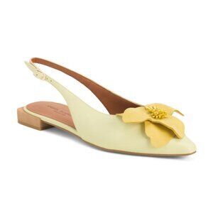 ANGEL ALARCON Made In Spain Leather Flower Slingback Flats